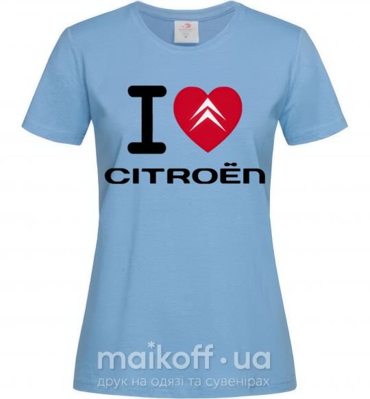 Жіноча футболка I love citroen Блакитний фото