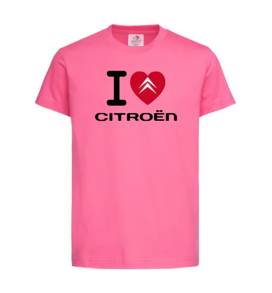 Детская футболка I love citroen Ярко-розовый фото