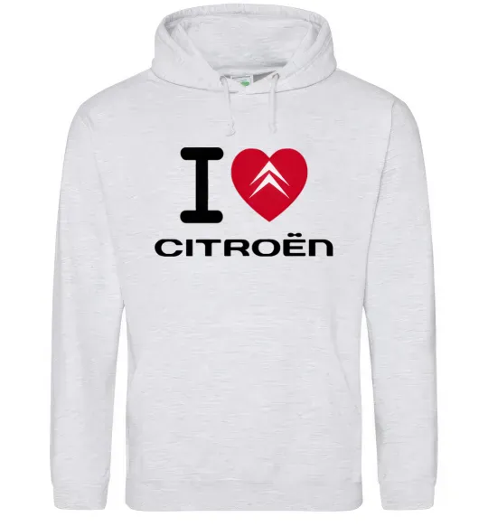 Чоловіча толстовка (худі) I love citroen Сірий меланж фото