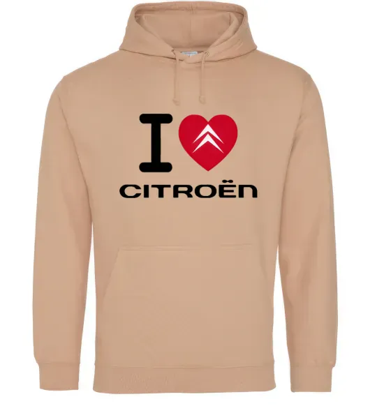 Чоловіча толстовка (худі) I love citroen Пісочний фото