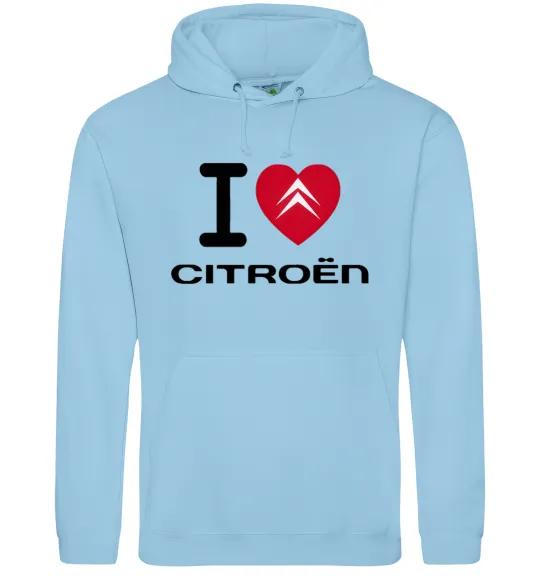 Мужская толстовка (худи) I love citroen Голубой фото