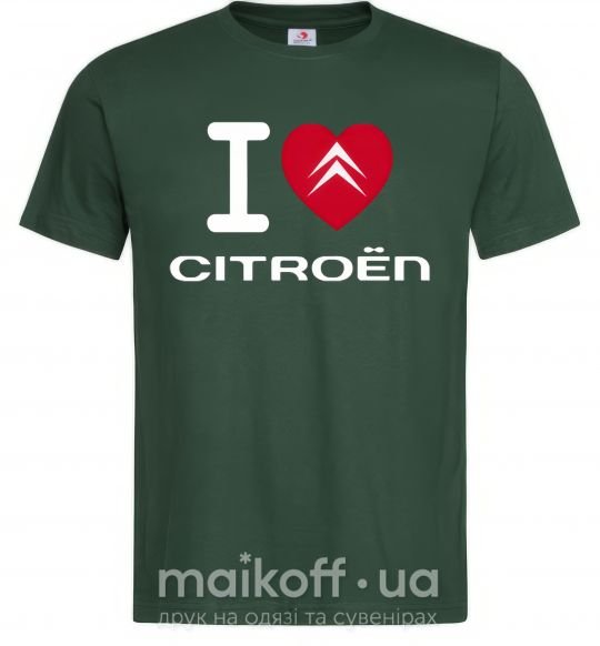 Мужская футболка I love citroen Темно-зеленый фото