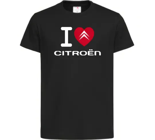 Дитяча футболка I love citroen Чорний фото