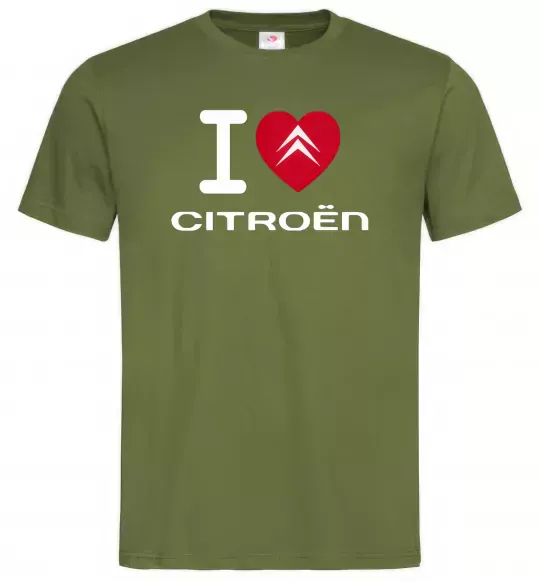 Чоловіча футболка I love citroen Оливковий фото