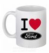 Чашка керамическая I Love Ford Белый фото