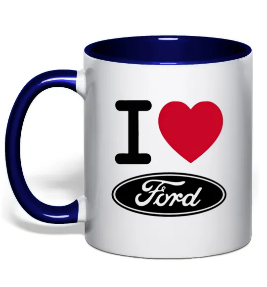 Чашка с цветной ручкой I Love Ford Глубокий темно-синий фото