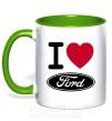 Чашка з кольоровою ручкою I Love Ford Зелений фото
