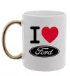 Чашка с цветной ручкой I Love Ford Золото фото