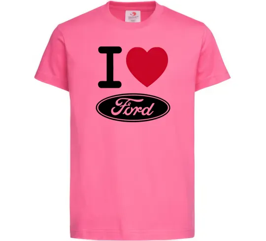 Детская футболка I Love Ford Ярко-розовый фото