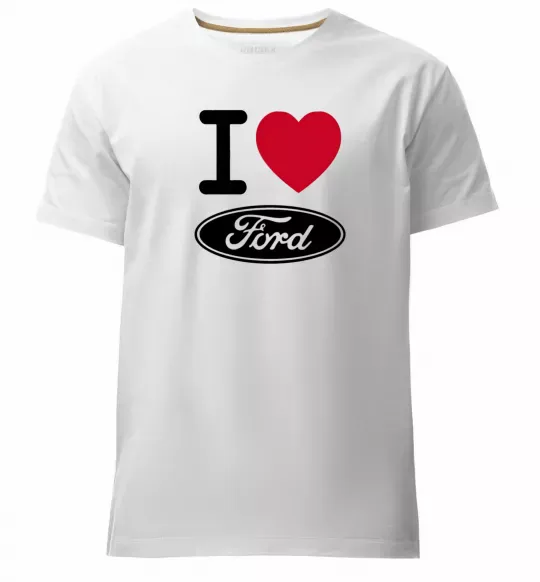 Чоловіча преміум футболка I Love Ford Білий фото