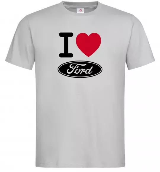 Мужская футболка I Love Ford Серый фото