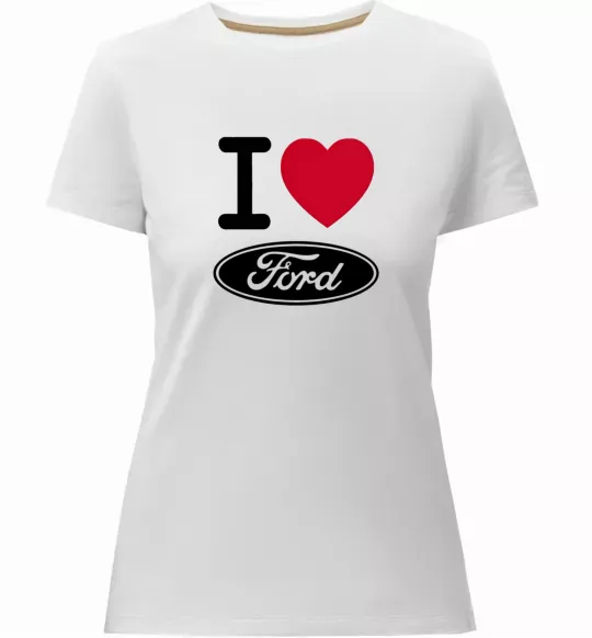 Женская премиум футболка I Love Ford Белый фото