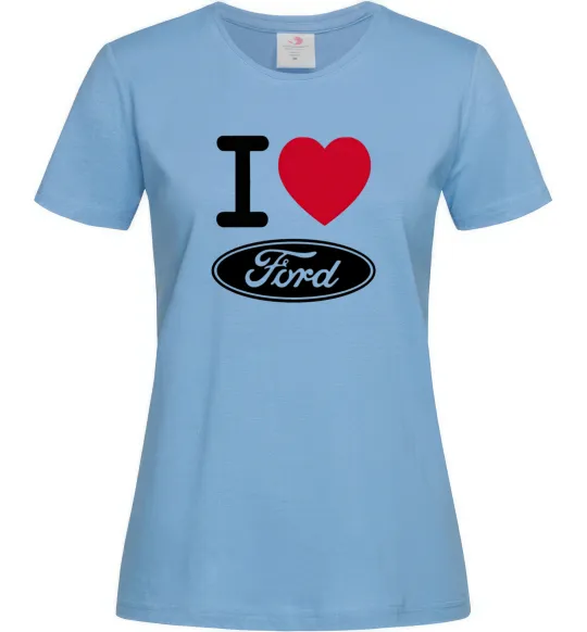 Женская футболка I Love Ford Голубой фото