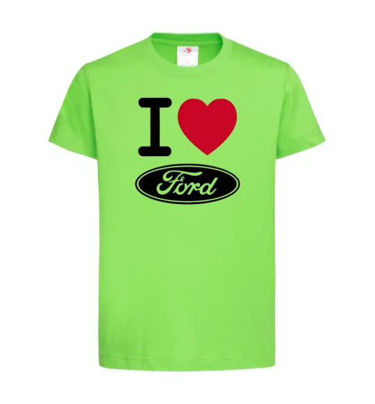 Дитяча футболка I Love Ford Лаймовий фото