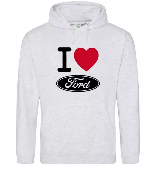 Мужская толстовка (худи) I Love Ford Серый меланж фото