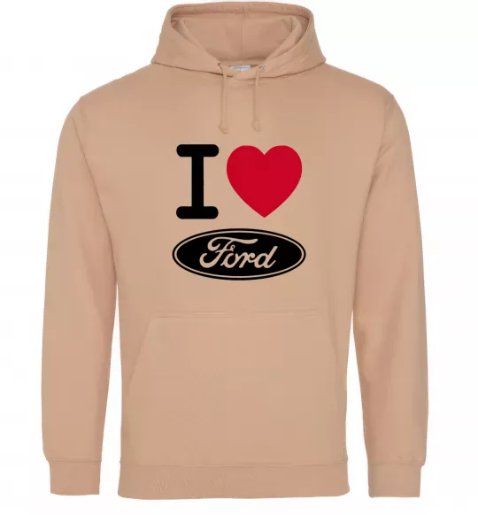 Мужская толстовка (худи) I Love Ford Песочный фото