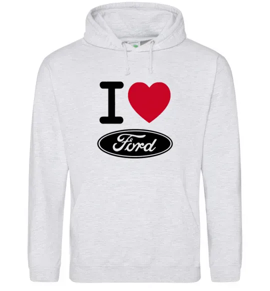 Женская толстовка (худи) I Love Ford Серый меланж фото