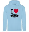 Женская толстовка (худи) I Love Ford Голубой фото