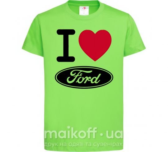 Детская футболка I Love Ford Лаймовый фото