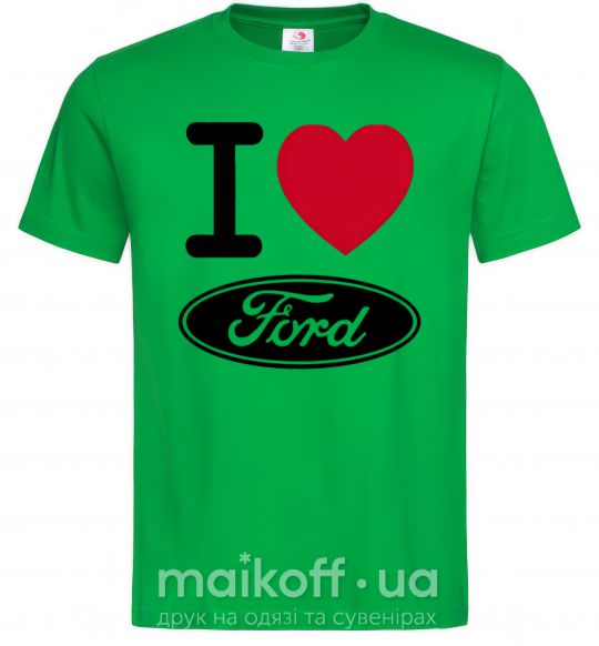 Мужская футболка I Love Ford Зеленый фото