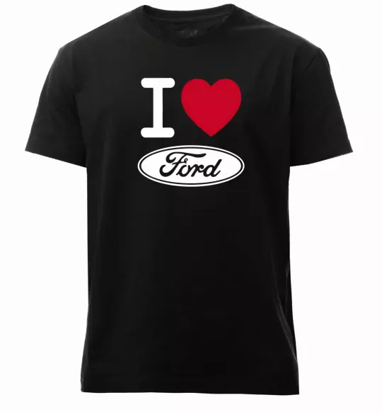 Чоловіча преміум футболка I Love Ford Чорний фото