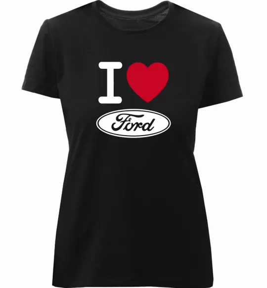 Женская премиум футболка I Love Ford Черный фото
