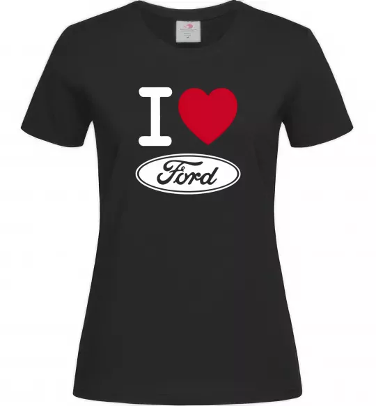 Женская футболка I Love Ford Черный фото