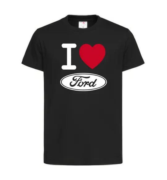 Дитяча футболка I Love Ford Чорний фото