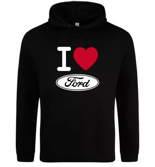 Женская толстовка (худи) I Love Ford Черный фото