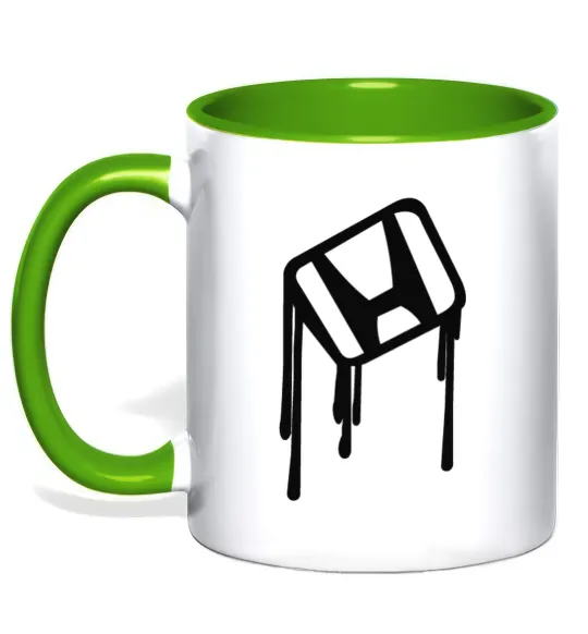 Чашка з кольоровою ручкою Хонда краплі Лаймовий фото