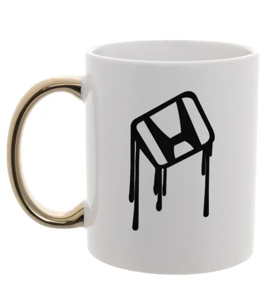 Чашка с цветной ручкой Хонда краплі Золото фото