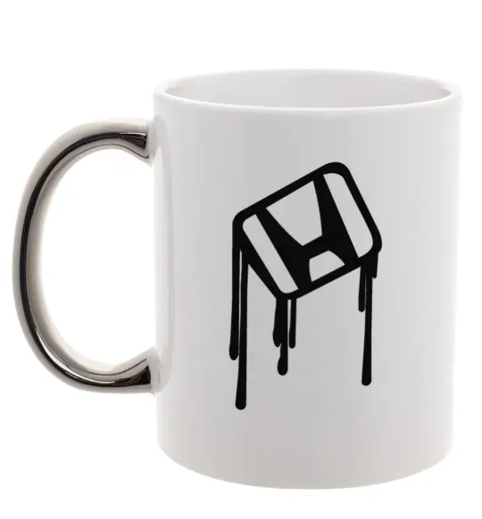 Чашка с цветной ручкой Хонда краплі Серебро фото