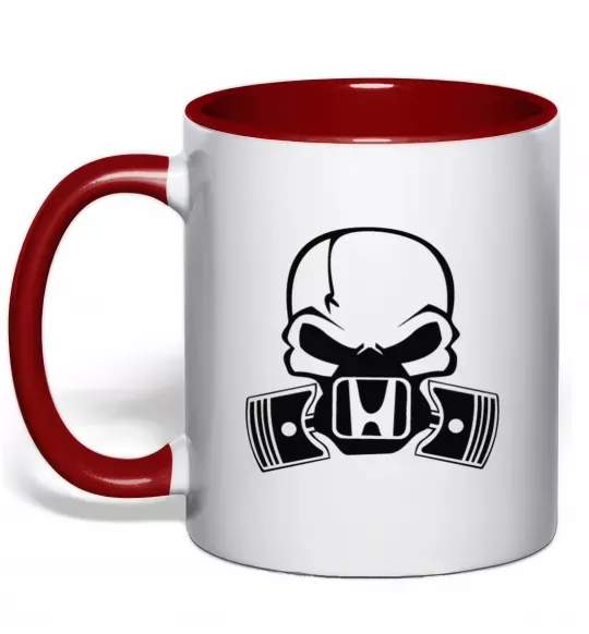 Чашка с цветной ручкой Череп Хонда Красный фото