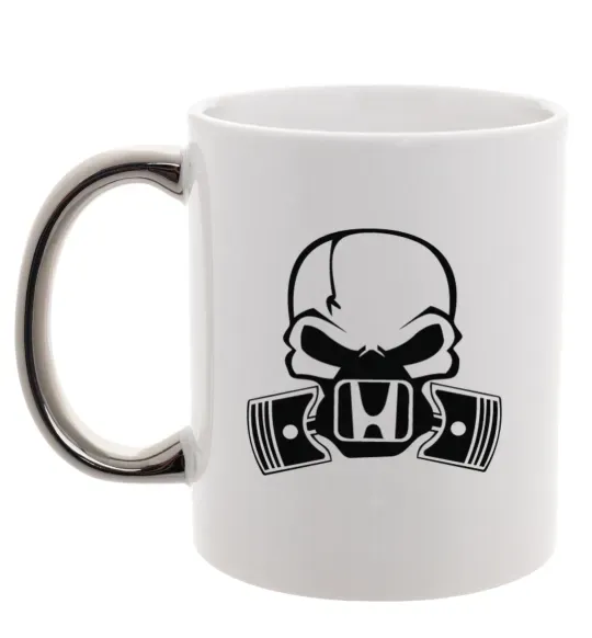 Чашка с цветной ручкой Череп Хонда Серебро фото