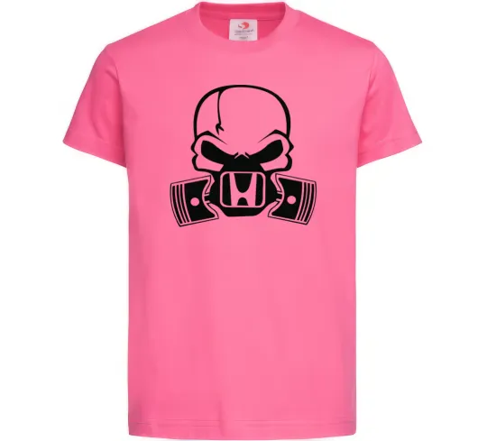Детская футболка Череп Хонда Ярко-розовый фото