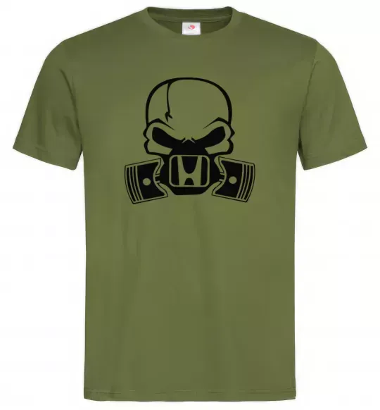 Чоловіча футболка Череп Хонда Оливковий фото