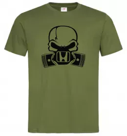Мужская футболка Череп Хонда Оливковый фото