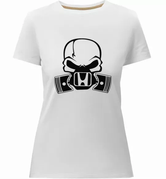 Жіноча преміум футболка Череп Хонда Білий фото