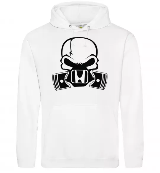 Мужская толстовка (худи) Череп Хонда Белый фото