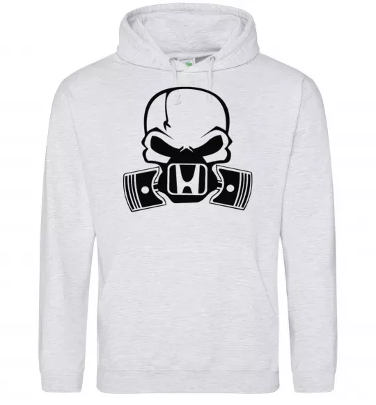 Женская толстовка (худи) Череп Хонда Серый меланж фото