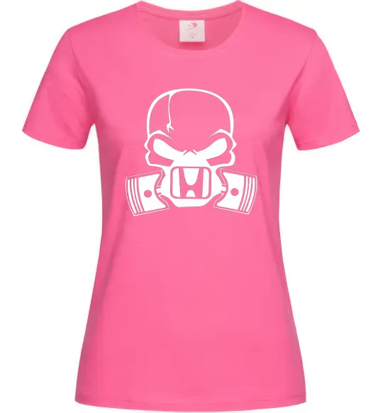 Жіноча футболка Череп Хонда Яскраво-рожевий фото