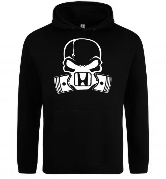 Мужская толстовка (худи) Череп Хонда Черный фото