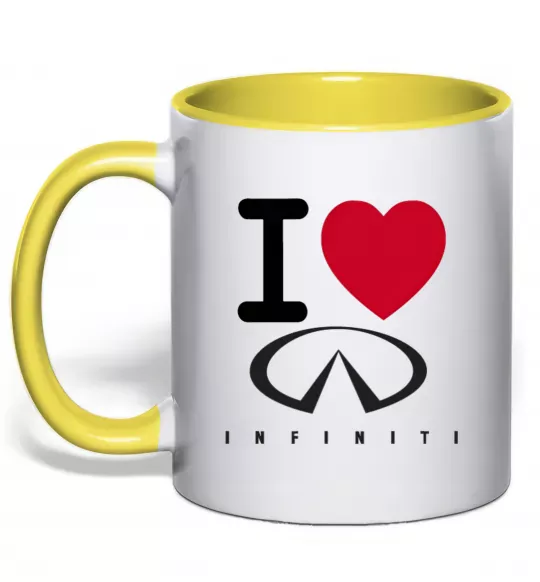 Чашка с цветной ручкой I Love Infiniti Солнечно желтый фото