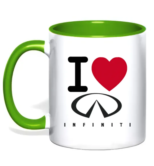 Чашка з кольоровою ручкою I Love Infiniti Лаймовий фото