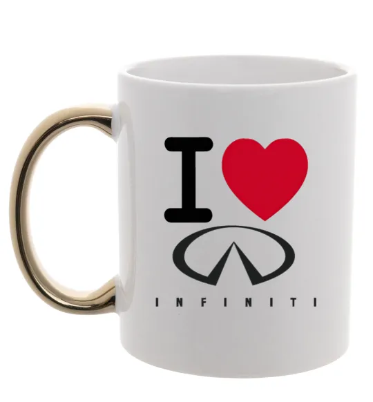 Чашка с цветной ручкой I Love Infiniti Золото фото