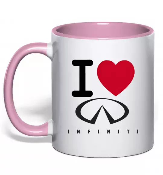 Чашка с цветной ручкой I Love Infiniti Нежно розовый фото