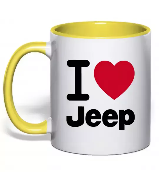 Чашка з кольоровою ручкою I Love Jeep Сонячно жовтий фото