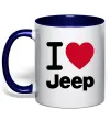 Чашка з кольоровою ручкою I Love Jeep Глибокий темно-синій фото