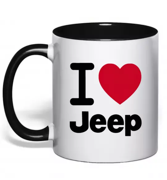 Чашка з кольоровою ручкою I Love Jeep Чорний фото