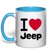Чашка з кольоровою ручкою I Love Jeep Блакитний фото